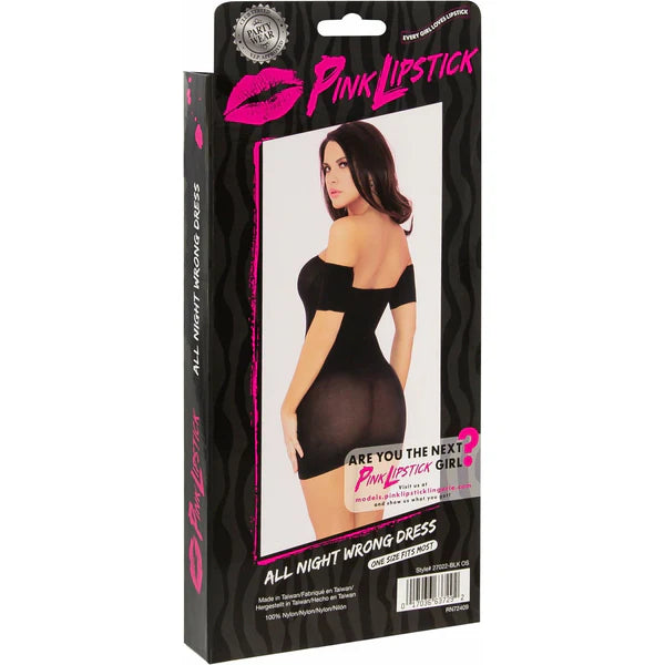 Pink Lipstick All Night Wrong Dress - Black - One Size