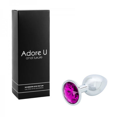 Anal Luxure - Silver Anal Plug - Purple - Small