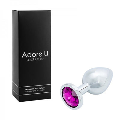 Anal Luxure - Silver Anal Plug - Purple - Medium