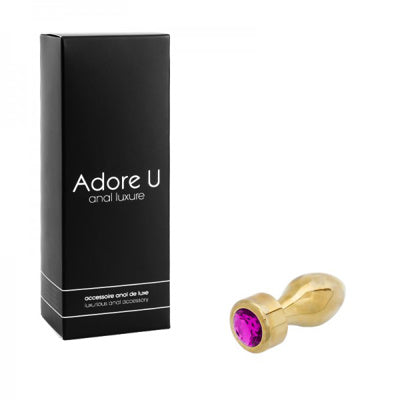 Anal Luxure - Gold Butt Plug - Purple - Small