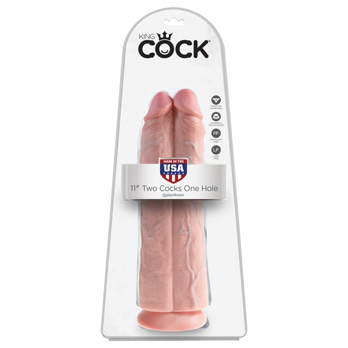 King Cock 11" Two Cocks One Hole - Boutique Toi Et Moi