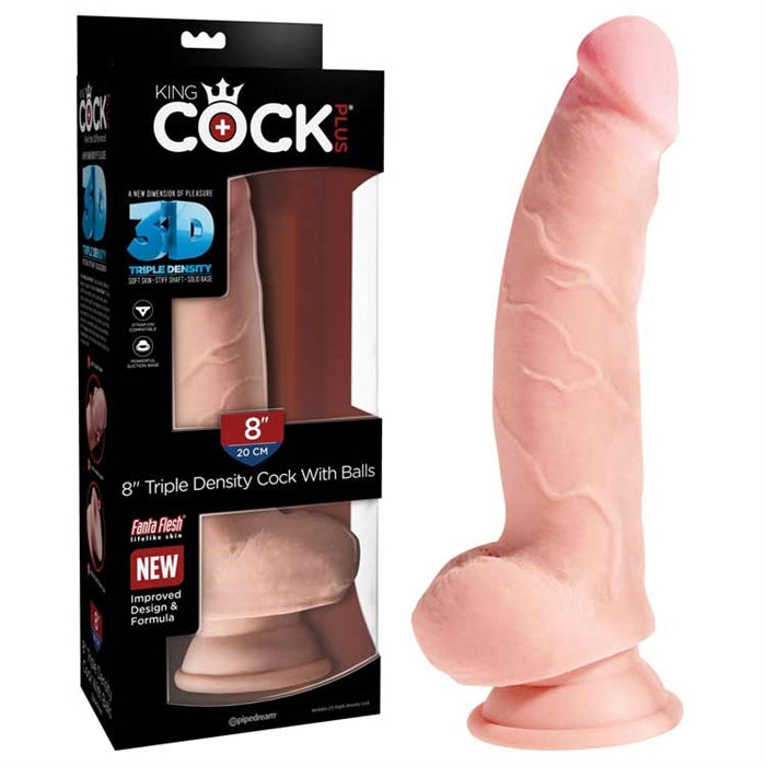King Cock Plus 8" Triple Density Cock with Balls - Boutique Toi Et Moi