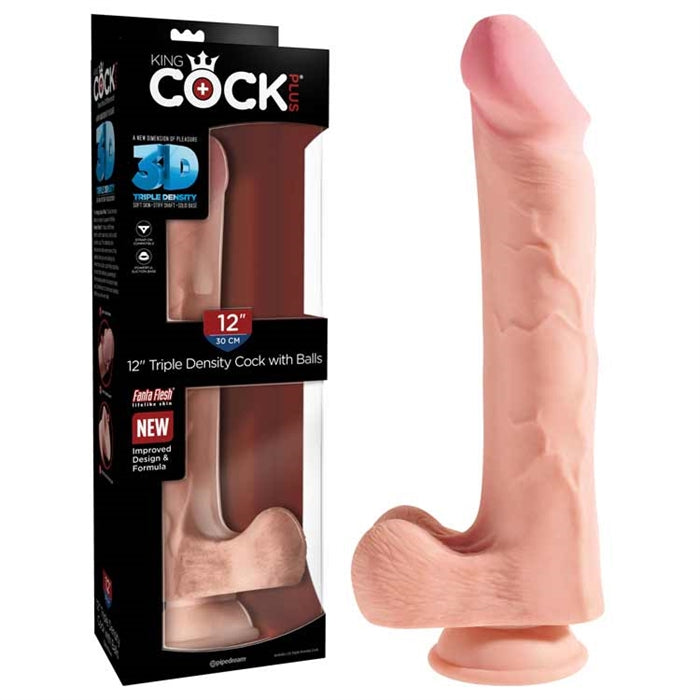 King Cock Plus 12" Triple Density Cock with Balls - Boutique Toi Et Moi