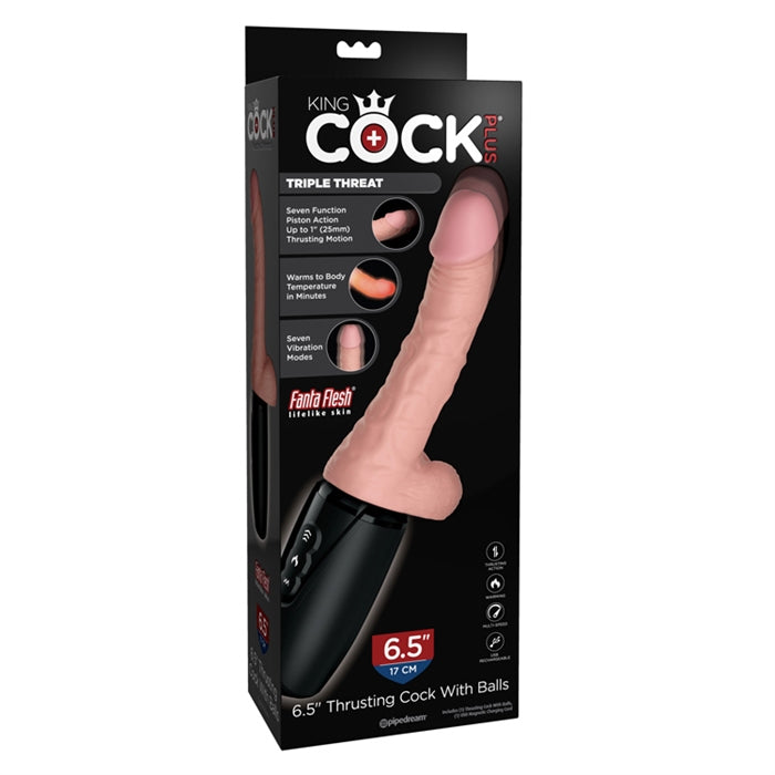 King Cock Plus 6.5" Thrusting cock / balls Light - Boutique Toi Et Moi