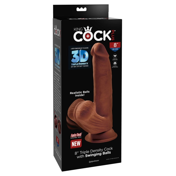 KCP 8" Triple Density Cock / Swinging Balls Light or Brown - Boutique Toi Et Moi