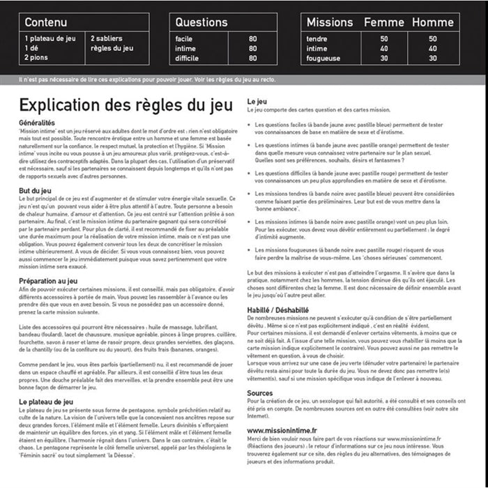 JEU MISSION INTIME (FRANÇAIS)