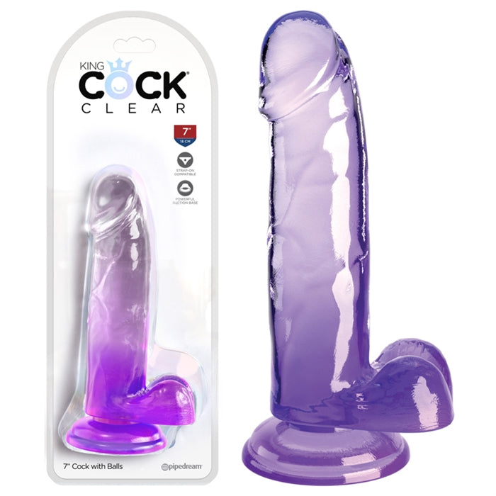 King Cock Clear 7" avec boules - Violet