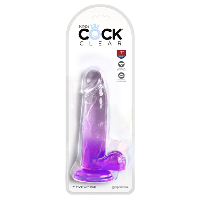 King Cock Clear 7" avec boules - Violet