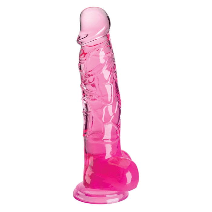 King Cock Clear 8" avec boules - Rose