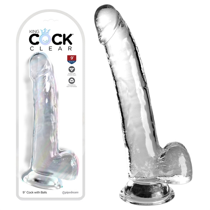 King Cock Clear 9" avec boules - Clair