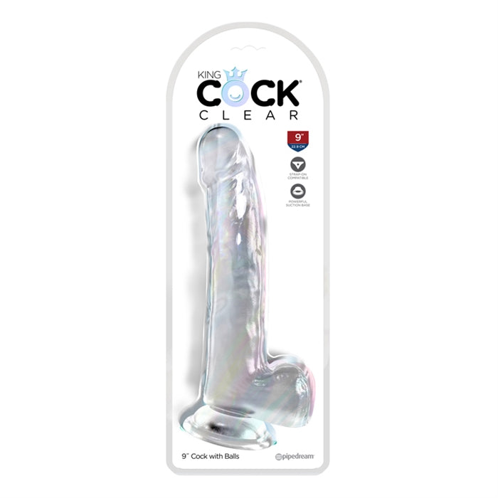 King Cock Clear 9" avec boules - Clair