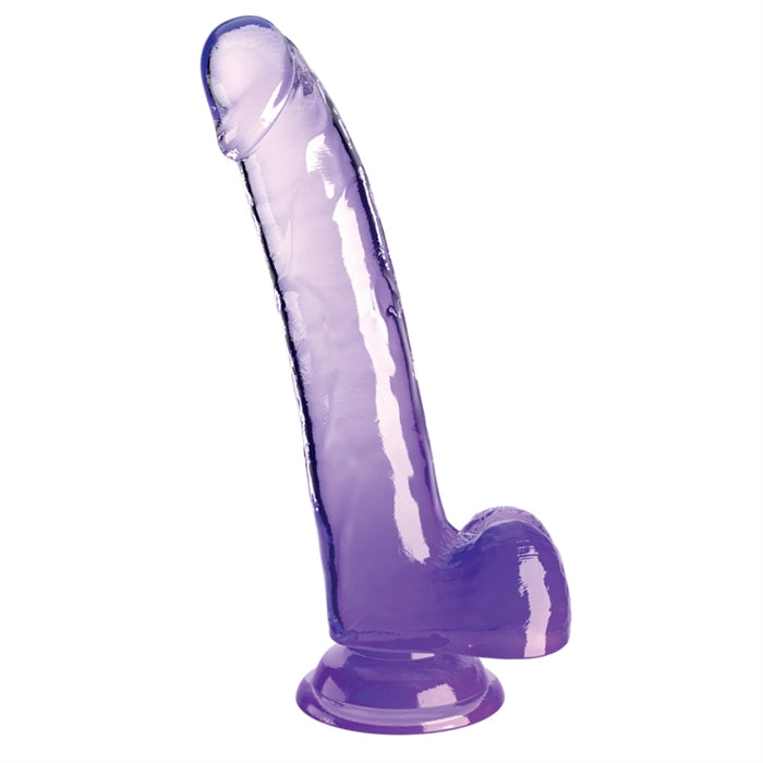 King Cock Clear 9" With Balls - Purple