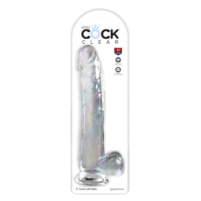 King Cock Clear 11" avec boules - Transparent