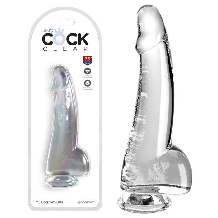 King Cock Clear 7.5" avec boules - Clair