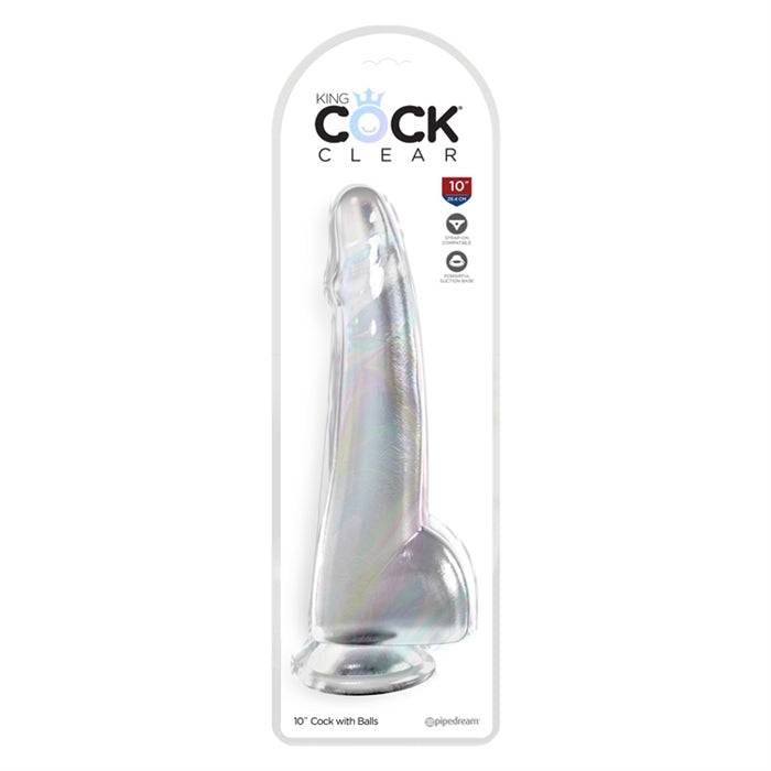 King Cock Clear 10" avec boules - Transparent