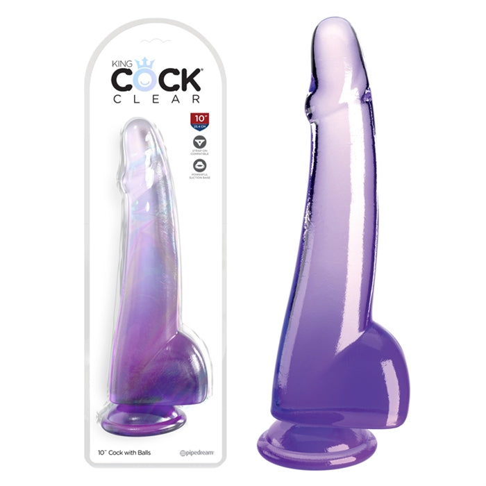 King Cock Clear 10" avec boules - violet