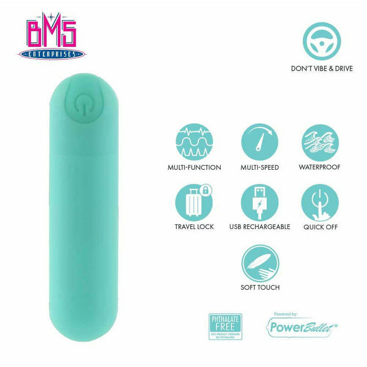 Pure Love® - Rechargeable Power Bullet With Silicone Case - Teal