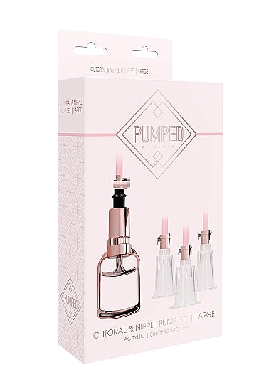 Clitoral & Nipple Pump Set Large - Rose Gold - Pumped - Shots -