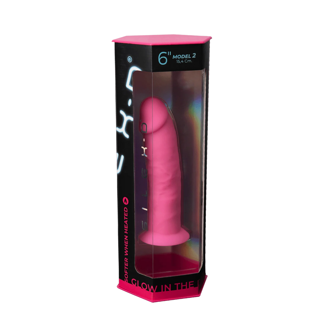 Silexd "6 inch Model 2 - Pink Glow In The Dark , Thermo Reactive Premium Silicone Memory dildo