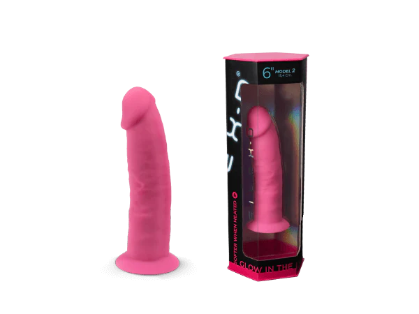 Silexd "6 inch Model 2 - Pink Glow In The Dark , Thermo Reactive Premium Silicone Memory dildo