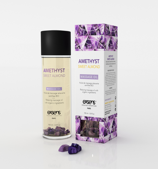 Amethyst Sweet Almond Organic Massage Oil With Stones