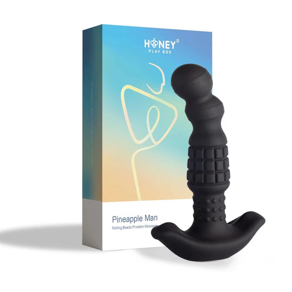 Pineapple Man - Rolling Bead Vibrating Prostate Massager - Black- Honey Play Box