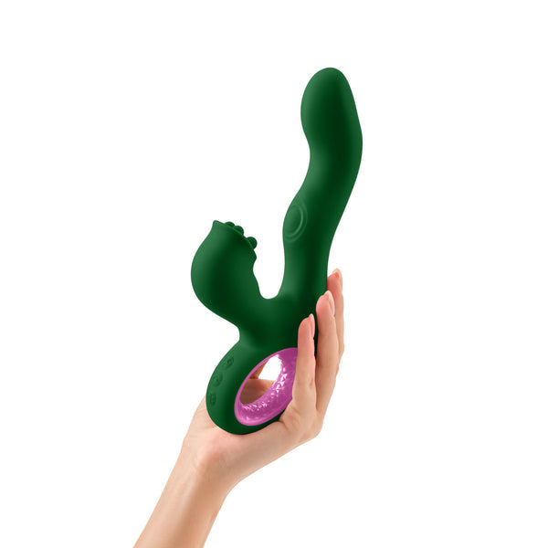 Pallina - Triple Action Rabbit Vibrator - Dark Green - Femmefunn