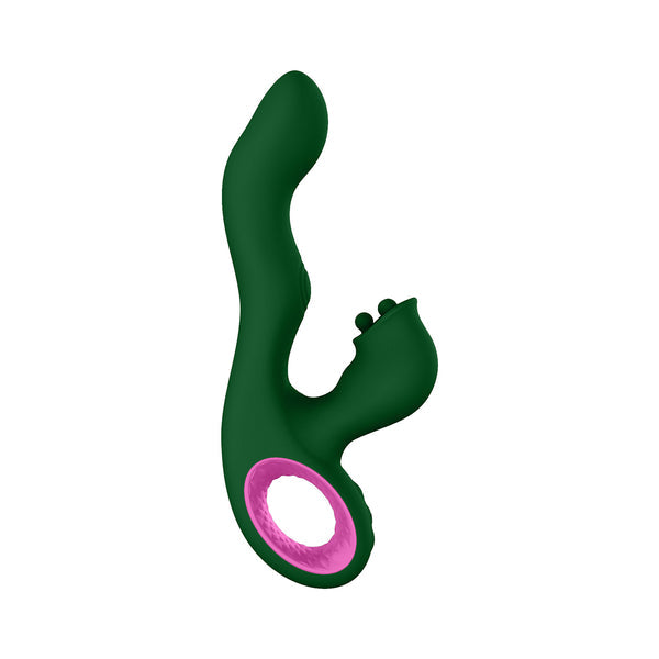 Pallina - Triple Action Rabbit Vibrator - Dark Green - Femmefunn