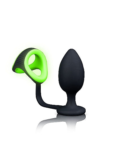 Butt Plug with Cock Ring & Ball Strap - Glow in the dark-OUCH