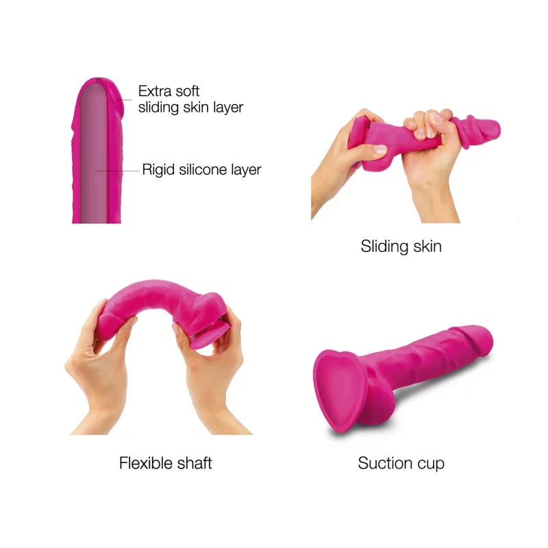 STRAP-ON-ME
SLIDING SKIN REALISTIC DILDO FUCHSIA - L