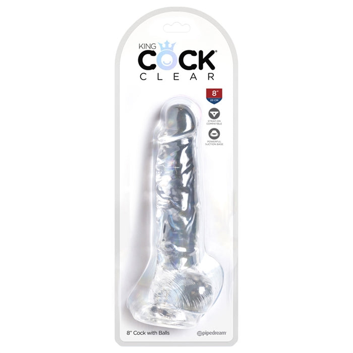 King Cock Clear 8" Cock with Balls - Boutique Toi Et Moi