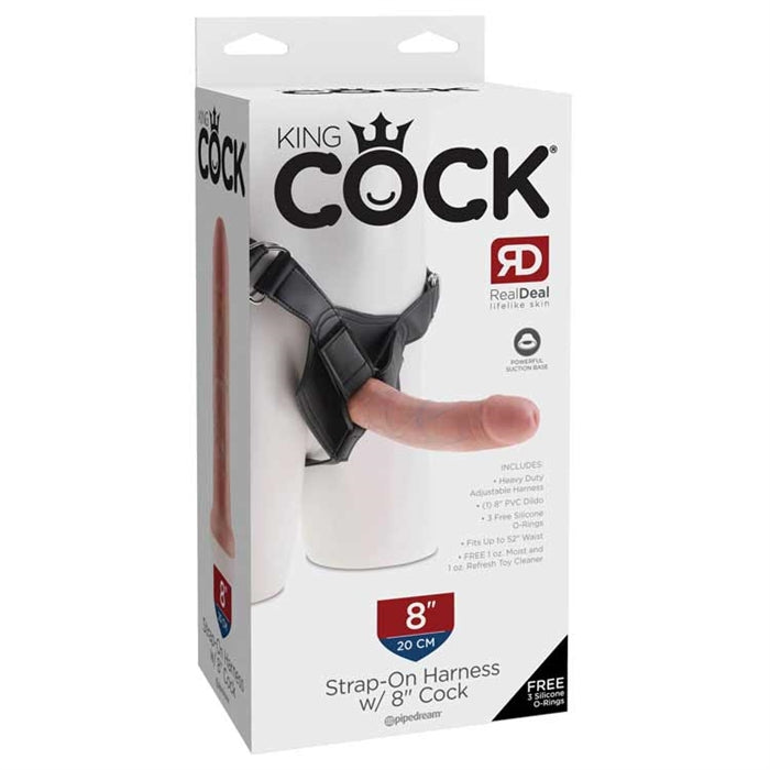 King Cock Strap-on Harness w/ 8" Cock - Flesh - Boutique Toi Et Moi