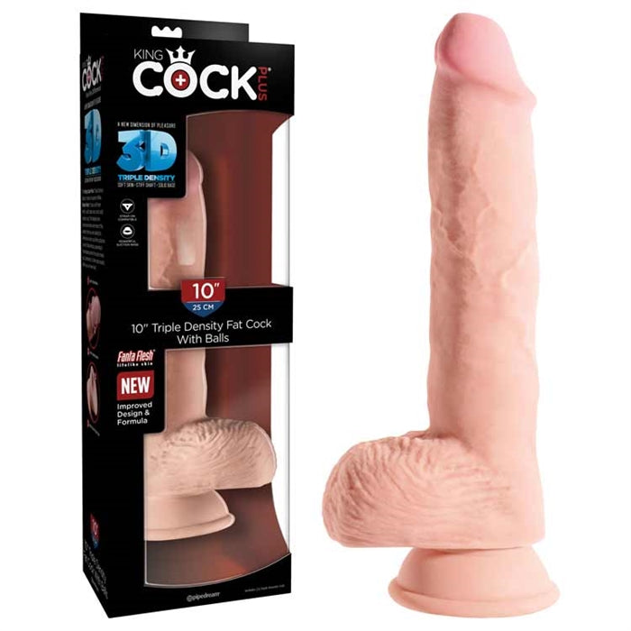 King Cock Plus 10" Triple Density Fat Cock with Balls - Boutique Toi Et Moi