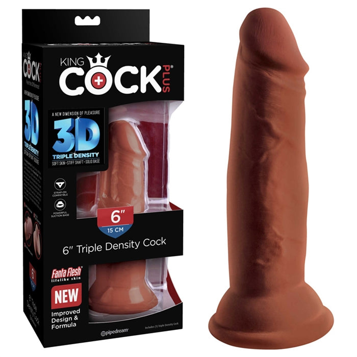 King Cock Plus 6" Triple Density Cock - Flesh or Brown - Boutique Toi Et Moi